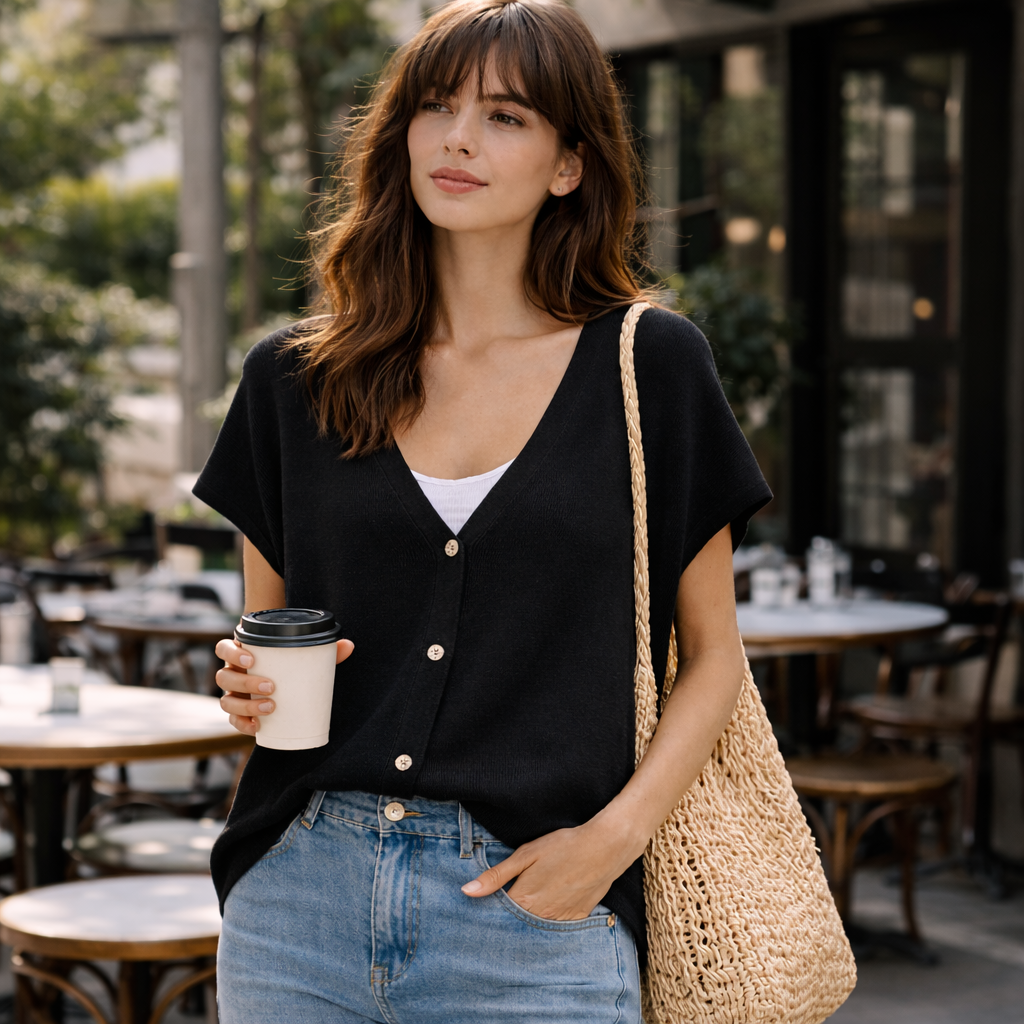 The Effortless Layer™ - Short Sleeve Knit Cardigan