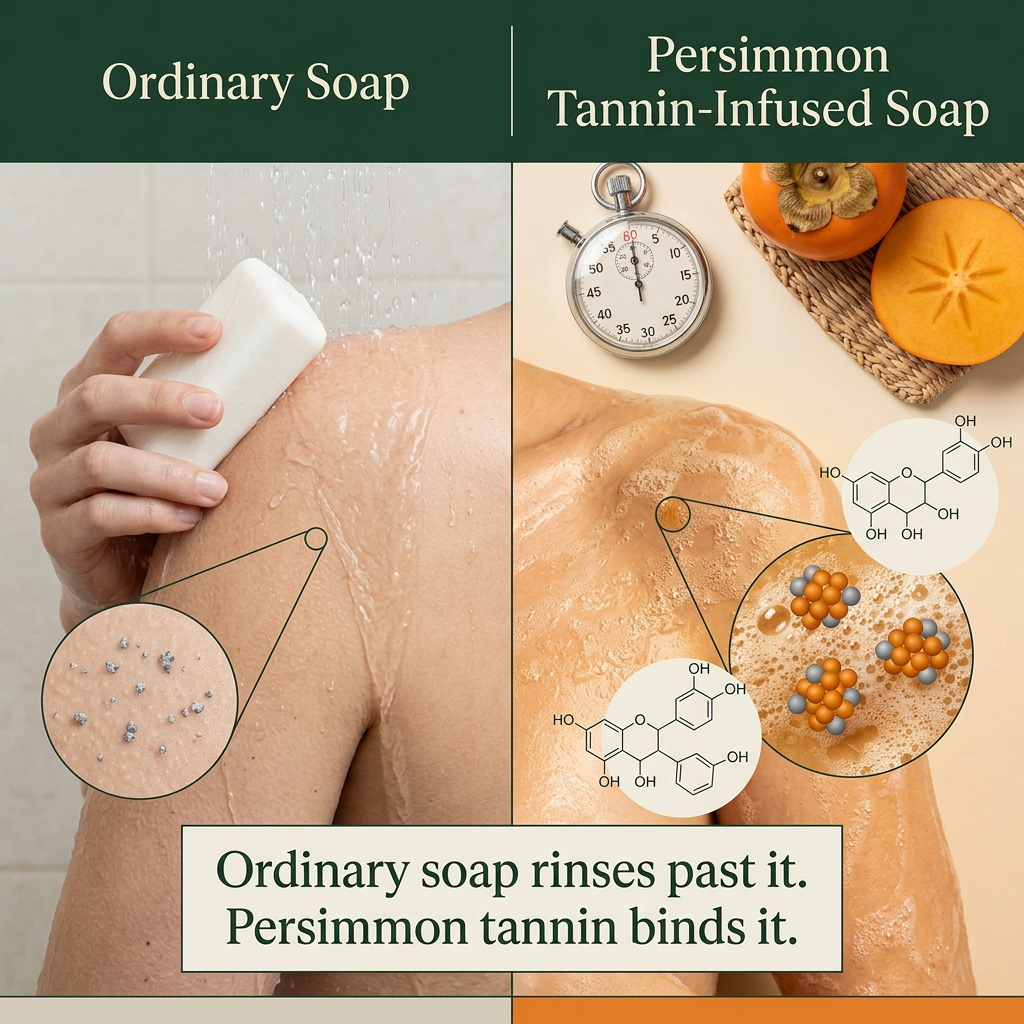 Comparison of persimmon tannin and regular soap